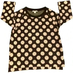 COLDWATER CREEK black white polka dot 3/4 sleeve top  size M EXC CON